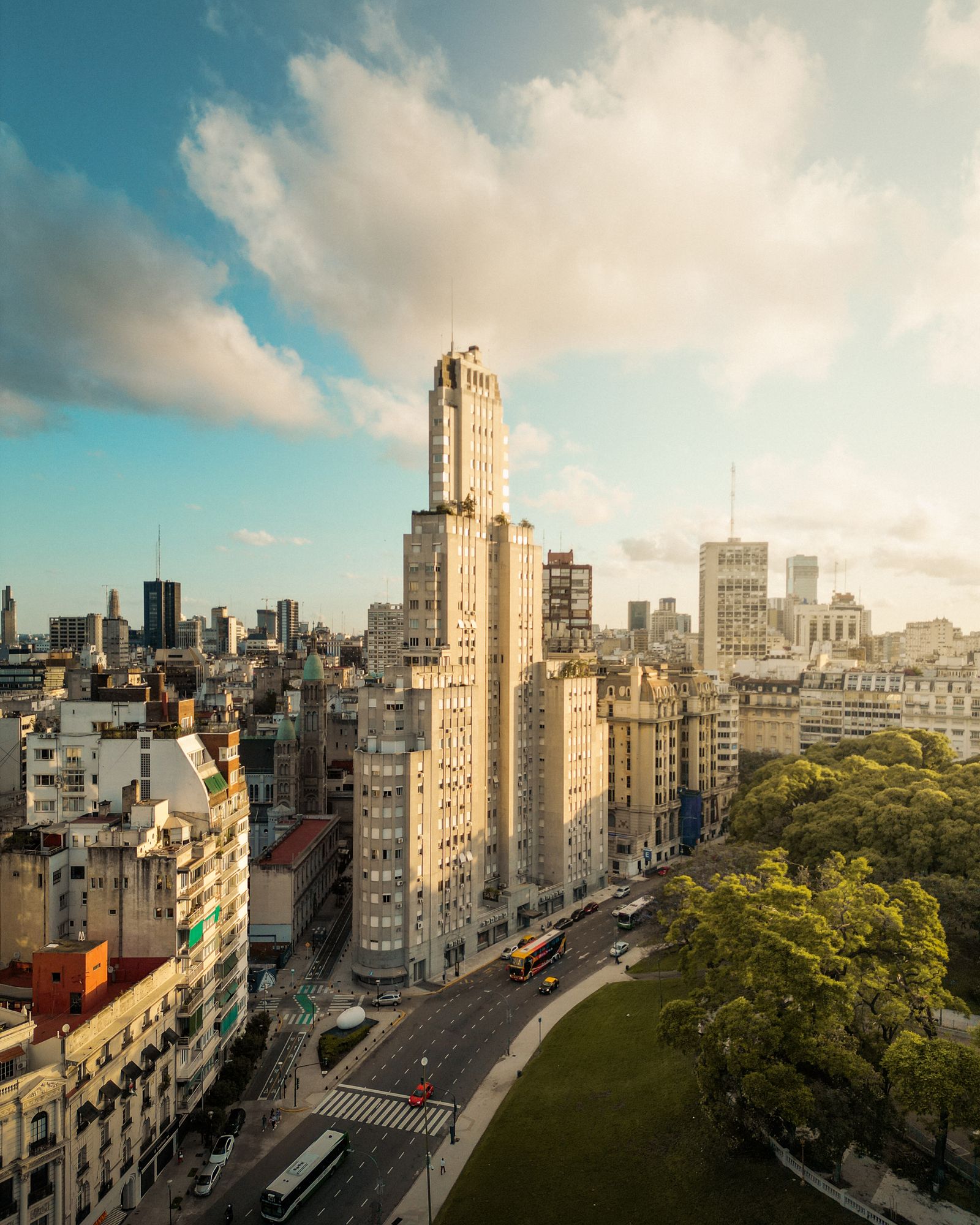 Aerial view of Buenos Aires skyline with residential buildings